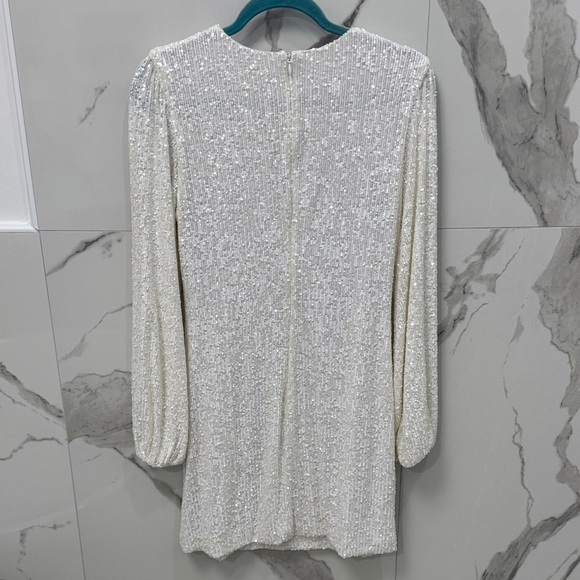 Lavender Brown White Sequin Mini Dress - Picture 5 of 8